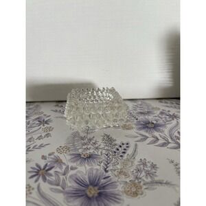 Vintage MCM Fenton Clear Spikey Hobnail‎ Cellar Salt Dip (87)
